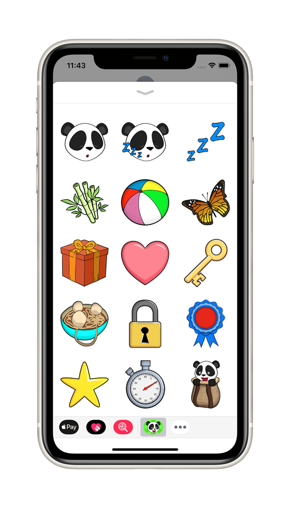 Pandainia Sticker App on iPhone 4